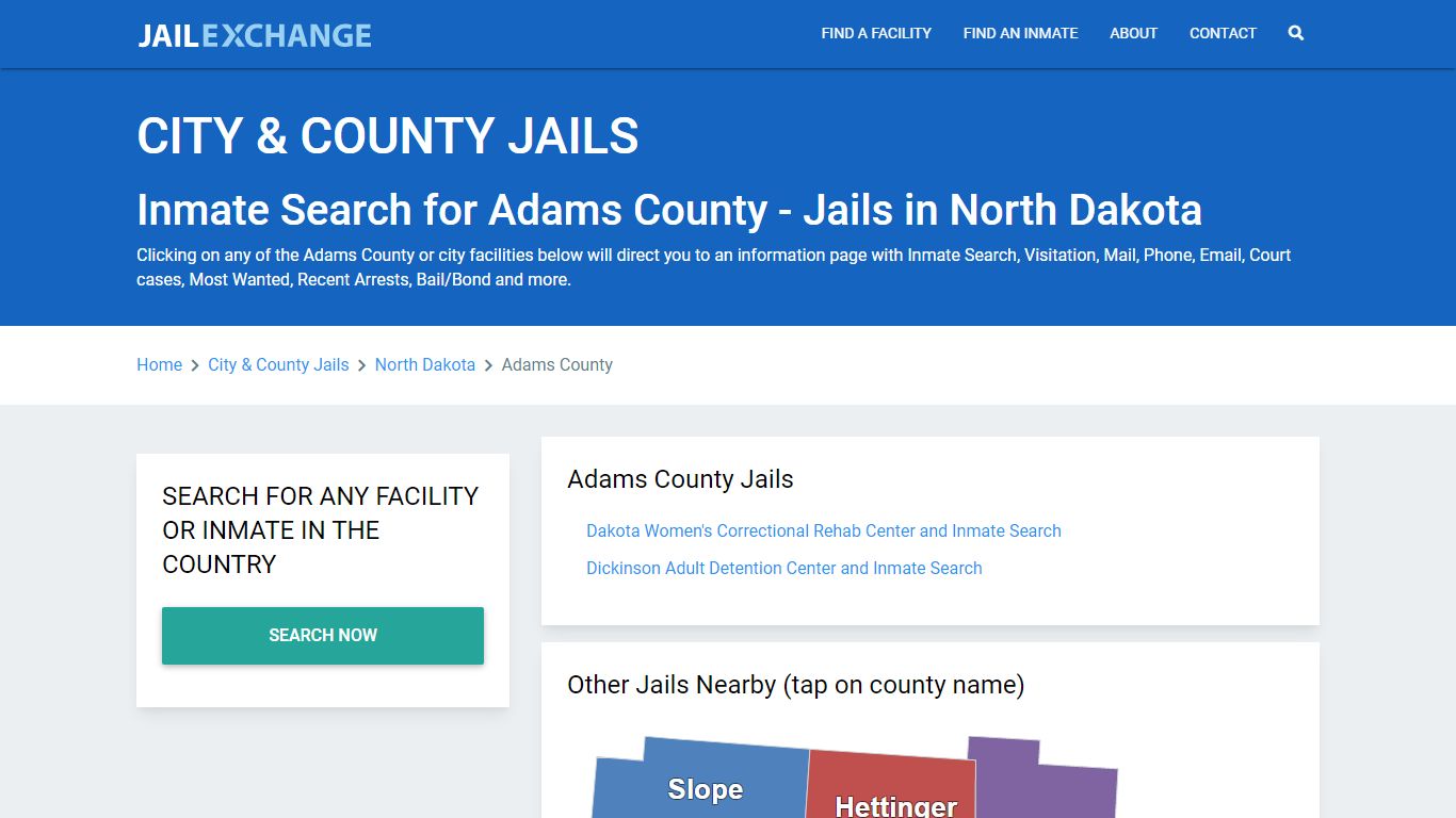 Inmate Search for Adams County | Jails in North Dakota - Jail Exchange