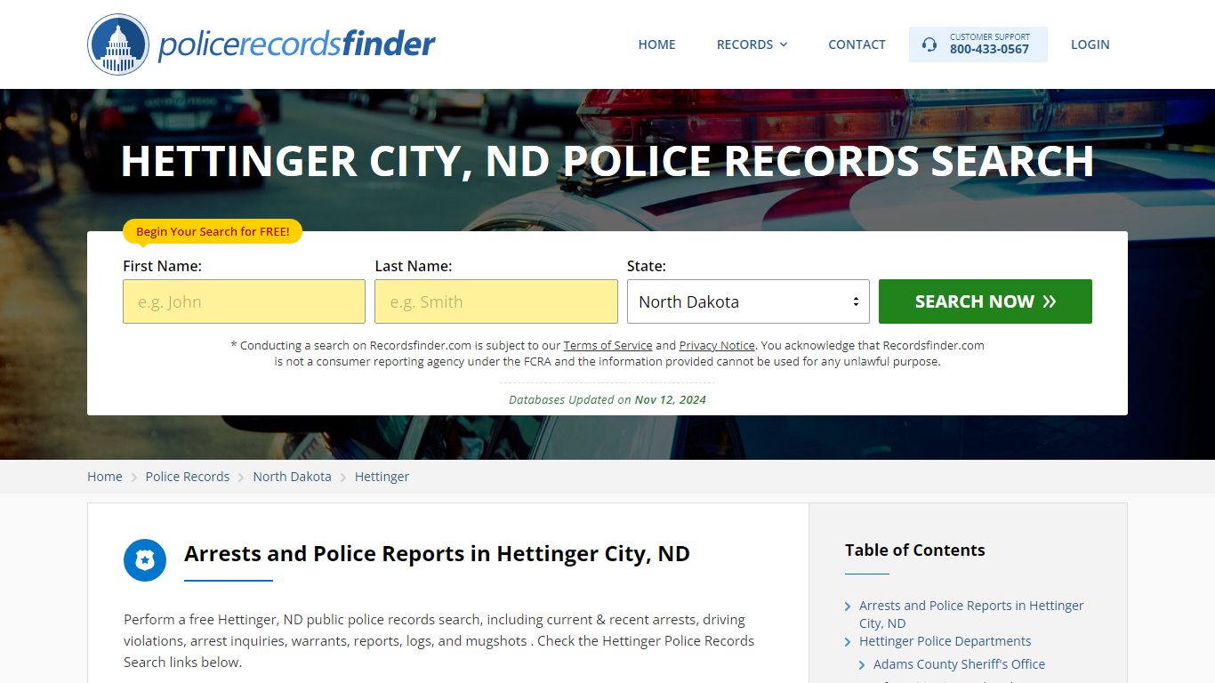 Hettinger, Adams County, ND Police Reports & Police Department Records