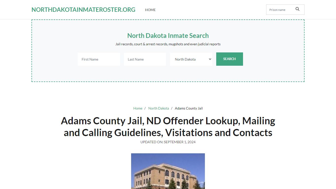 Adams County Jail, ND: Inmate Search Options, Visitations, Contacts